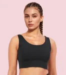 Enamor A206 Women's Criss Cross High Impact Long Line Sports Bra - High Support, Padded, High Coverage, Non-Wired - Jet Black