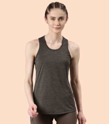 Enamor A308 Women Crew Neck Sleeveless Slim Fit Activewear Workout T-Shirt