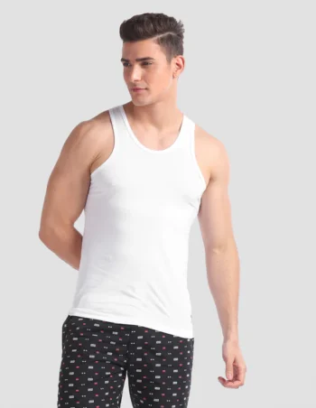 Round Neck Cotton Jersey I661 Vest - Pack Of 1 WHITE