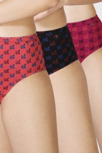 Women 11102 Anti Bacterial Breathable Cotton Hipster Panty - No Marks Waistband and Moisture Wicking - Pack of 3