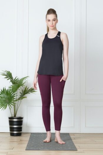 Van Heusen 88305 Proactive Women Potent Purple Side Print Snug Fit High Stretch Yoga Pants