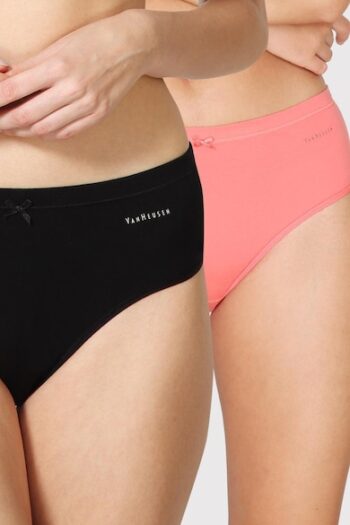 Van Heusen 11109 Women Assorted Pack of 2 Solid Anti Bacterial Full Coverage Hipster Panty