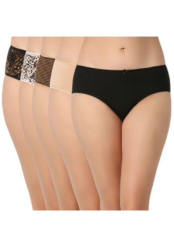 JULIET 7142 Cotton Printed Pack Of 5 Hipster Panties