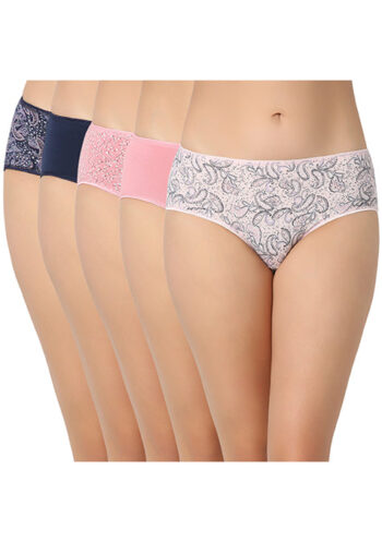 JULIET 7155 Cotton Printed Pack Of 5 Hipster Panties