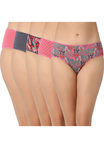 JULIET 7184 Cotton Printed Pack Of 5 Hipster Panties