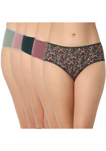JULIET 7186 Cotton Printed Pack Of 5 Hipster Panties