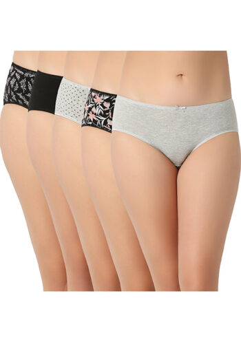 JULIET 7188 Cotton Printed Pack Of 5 Hipster Panties