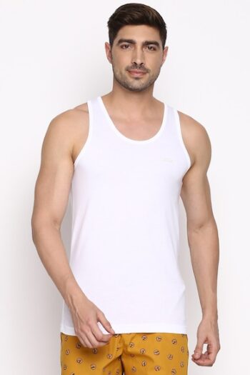 Van Heusen 15071 Men White solid Scoop Neck Ultra Soft Vest WHITE