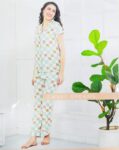 SWEET DREAMS SHORT SLEEVE FRONT OPEN PYJAMA SET GREEN