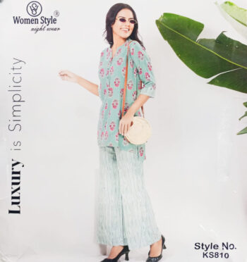 WOMEN STYLE NIGHT WEAR KURTA SET KS810 PISTA