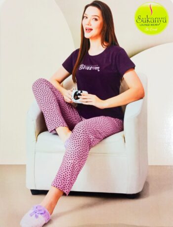 SUKANYA LOUNGE WEAR PYJAMA SET-R PURPLE