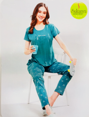 SUKANYA LOUNGE WEAR PYJAMA SET-R BLUE