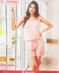 MESMERRO WOMEN'S KNIT CHIC SHORT SET PEACH KF5246