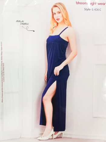 BHOOMI NIGHT WEAR SHORT NIGHTY NAVY LONG MALAI SLEEP L-426