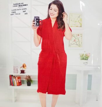 LADIES BATH GOWN RED