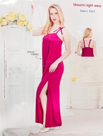 BHOOMI NIGHT WEAR SHORT NIGHTY CHERRY LONG MALAI SLEEP L-426