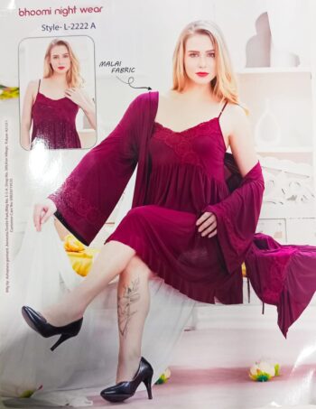 BHOOMI NIGHT WEAR SHORT NIGHTY WINE L-2222 A