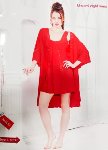BHOOMI NIGHT WEAR SHORT NIGHTY L-2203 C RED