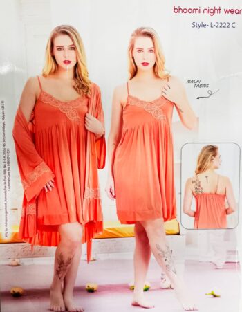 BHOOMI NIGHT WEAR SHORT NIGHTY L-2222 C PEACH