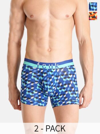 FCUK Pack Of 2 Printed Moisture Wicking Trunks