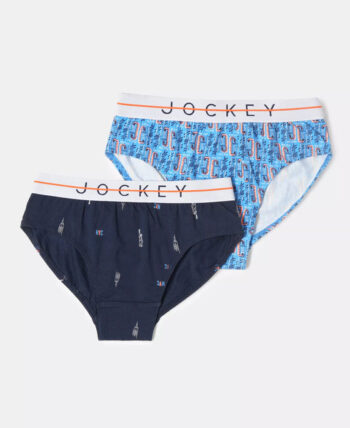 Super Combed NB01 Cotton Elastane Stretch Printed Brief with Ultrasoft Waistband 2PC