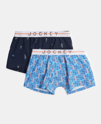 Super Combed NB02 Cotton Elastane Stretch Printed Trunk with Front Open Fly and Ultrasoft Waistband 2PC