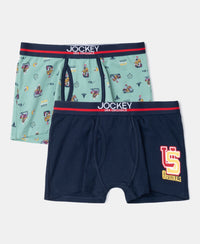 Super Combed UB03 Cotton Elastane Stretch Printed Trunk with Ultrasoft Waistband 2PC