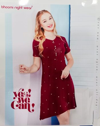 BHOOMI NIGHT WEAR SHORT NIGHTY CHERRY L-1657